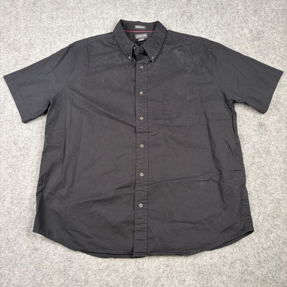 St John's Bay Shirt Mens XL Black Fine Line Twill Faded Outdoors Golf Old‎ Money